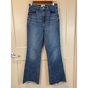 PacSun High Rise Bootcut Jeans Raw Hem Size 26 Medium Blue Wash